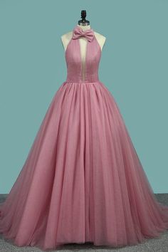 Prom Dresses Classy, Simple Style Prom Gown High Neck A-Line Sweep Train  cg6639