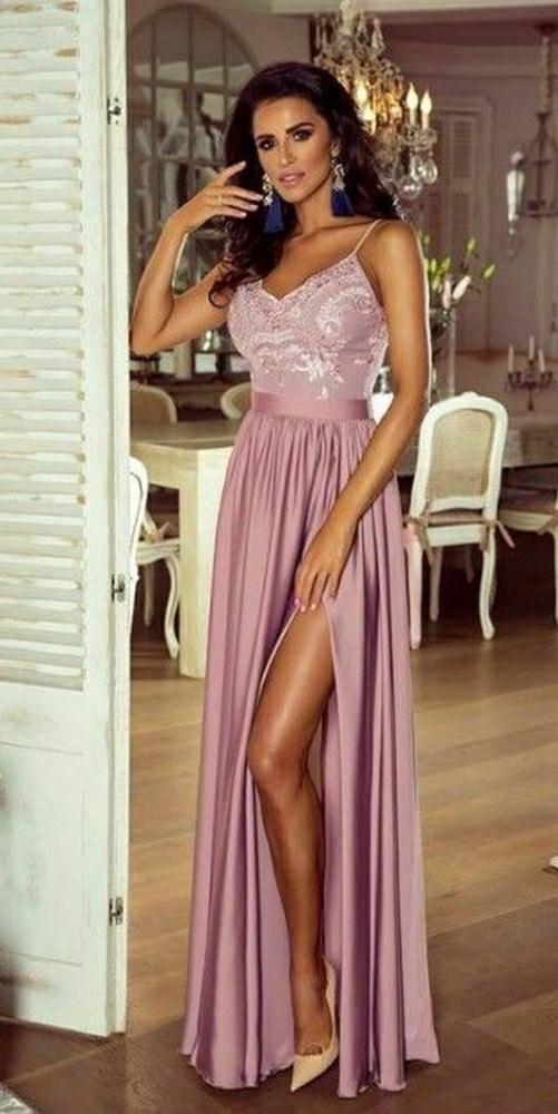 Spaghetti Straps Skin Pink Prom Dress  cg6807