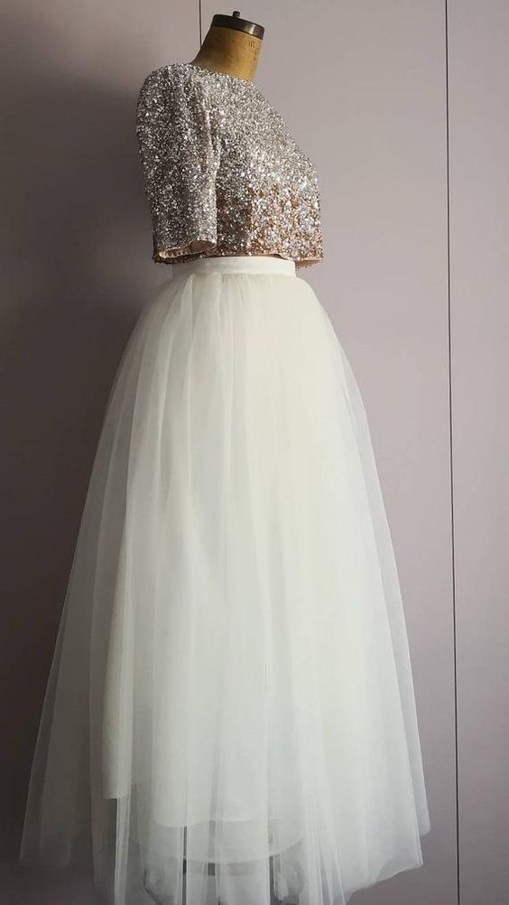 Full Length Ivory Tulle Bridal Skirt, Long Tulle prom dress    cg6846