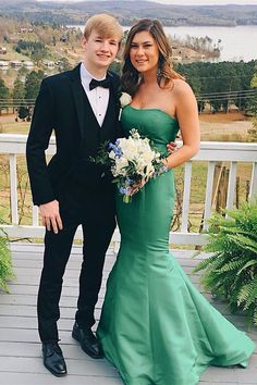 Mermaid Strapless Green Long Prom Evening Dress  cg6847