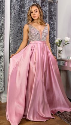 Elegant Pink Long Prom Dress with Sparkle Tops  cg6849