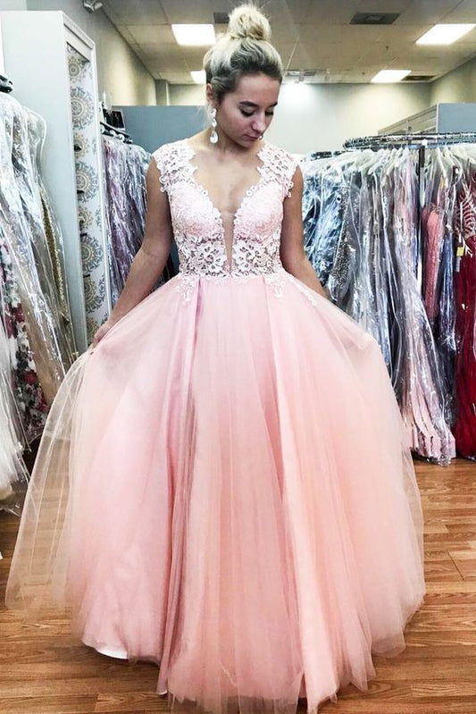 Elegant Floor Length Pink Long Prom Dress with Lace Top  cg6918