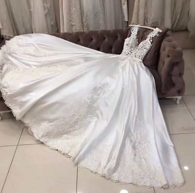 White sweetheart lace satin long prom dress, white evening dress  cg7163