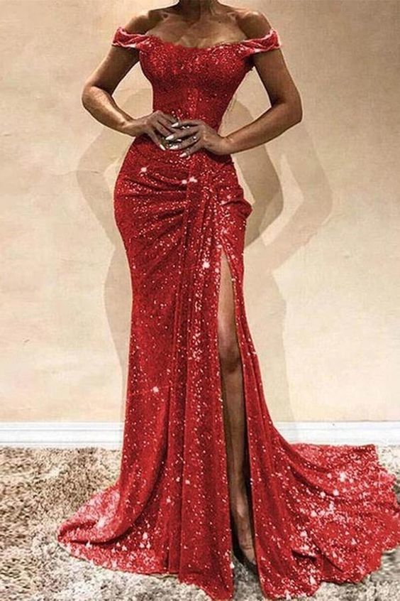 Sexy Deep V High Slit Solid Color Evening prom Dress cg7635