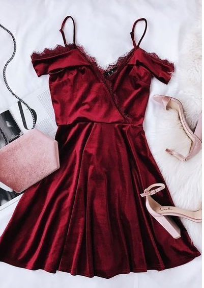 Burgundy Spaghetti Short Dress,Chic Evening Dress,Fashion Homecoming Dress,Party Dress cg815