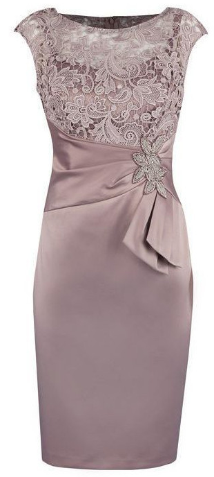 Sheath Grey Bateau Cap Sleeves Mother of The Bride homecoming Dress with Lace Appliques cg820