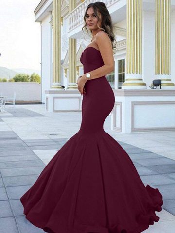 Long Red Mermaid Sweetheart Sleeveless Zipper Prom Dresses  cg8200