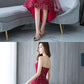 Burgundy tulle lace short dress, burgundy lace homecoming dress cg824
