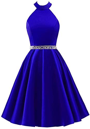 Halter Open Back Beaded Formal Dress Short Homecoming Dresses  cg8340