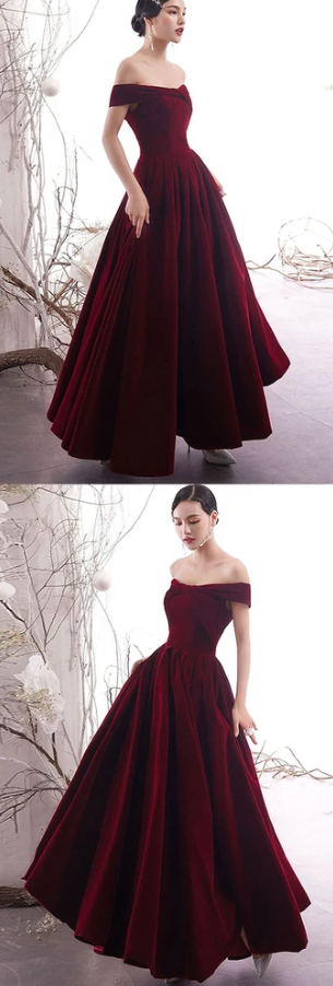 SIMPLE BURGUNDY LONG PROM DRESS BURGUNDY FORMAL DRESS  cg8771