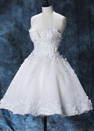Chic Lace Sweetheart White Homecoming Dresses Short homecoming Dress cg879