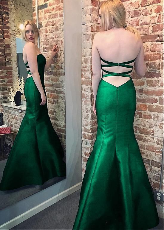 Simple Satin Strapless Neckline Mermaid Prom Dress  cg8800