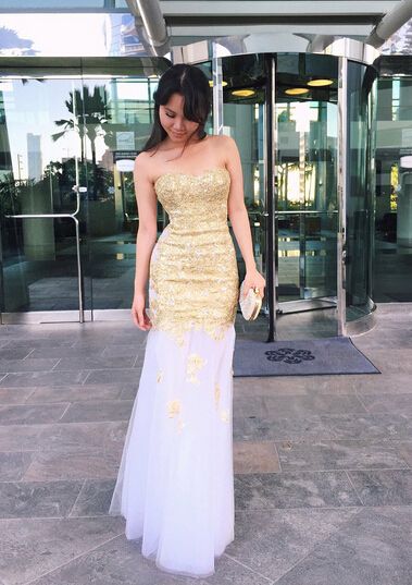 Gold Mermaid Charming Custom Made Prom Dresses, Floor-Length Evening Dresses,Prom Dresses  cg9489