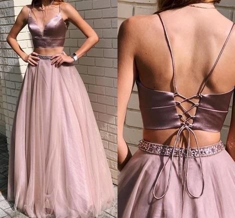 Spaghetti Straps Gorgeous Beading Prom Dress A Line Split Tulle Evening Dresses  cg9601