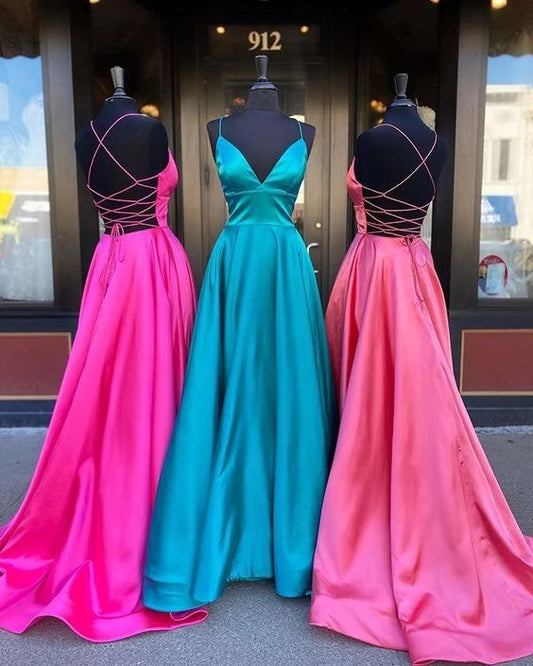 2020 V-neck Prom Dresses with Lace up Back , Long Prom Dress ,Fashion School Dance Dress Formal Dress  cg9713