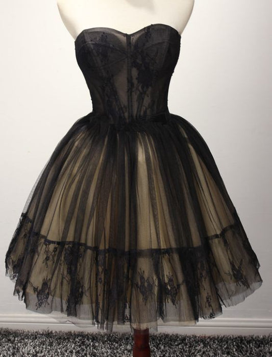 Cute Tulle Short Black Ball Gown Sweetheart Dresses  homecoming Gown   cg9826