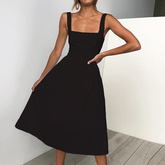 Square Neck Sleeveless Black Homecoming Dress  cg9998